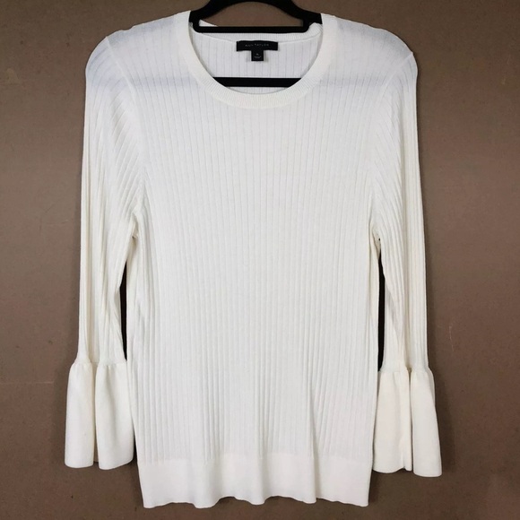 Ann Taylor Sweaters - Ann Taylor Off White Ribbed Bell Sleeve Sweater Size M